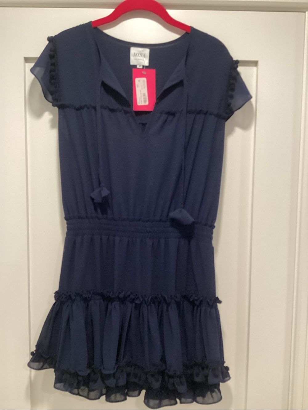 Misa Los Angeles Navy Mini Dress with Ruffle Hem